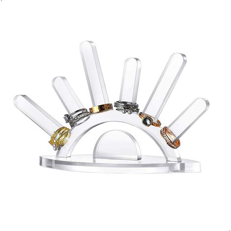 Porte Bagues, Supports de Bagues, Détachable Porte-Bijoux Comptoir en Acrylique, Porte Bijoux décoratifs Pour Bracelets, Colliers, Boucles d'oreilles, Montres (Transparent) (1/5)