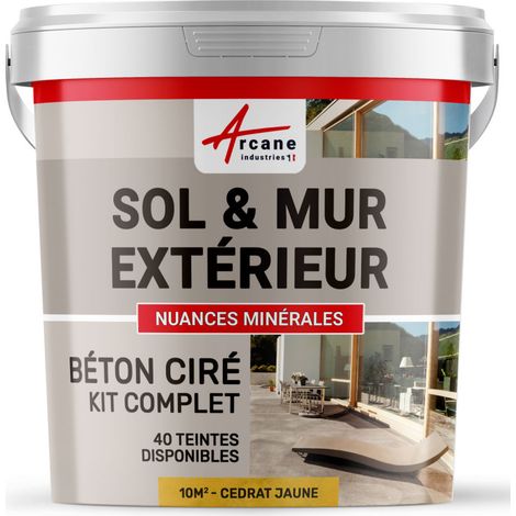 BETON CIRÉ: KIT KUNSTHARZ-BETONBESCHICHTUNG FÜR DRAUSSEN - Böden, Wände, Terrassen, Balkone, Treppen - Cedrat - Jaune - kit 10 m2 (2 couches)