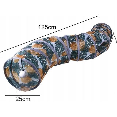 LONG TUNNEL POUR CHAT AVEC BALLE PLIABLE 125 cm (1/5)
