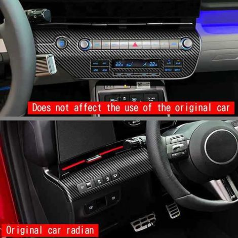 Paar Dekorblenden für das LCD-Display und die Multifunktions-Tastenleiste der Mittelkonsole des Hyundai KONA (geeignet für Kraftstoffe ab 24 Oktan). (1/4)