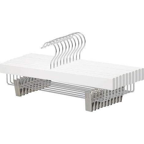 Basics Kleiderbügel mit Clips, Holz, 10er-Set, weiß