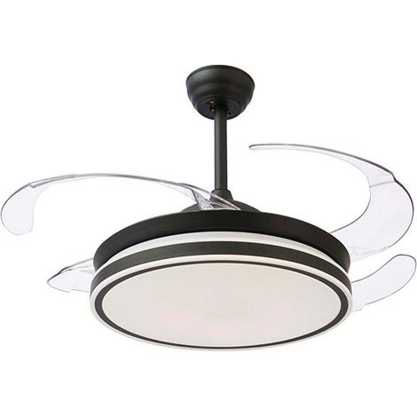 Ventilador DC NEW ASGARD MAXI negro, 4 aspas retráctiles, 72W LED 300040006000K, Al.35xD.120/50cm