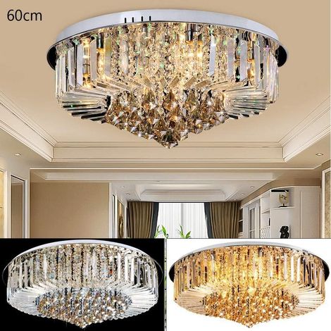 60 cm Plafonnier LED rond en verre cristal de luxe - Lustre rond en verre de luxe 108 W 220V (1/5)