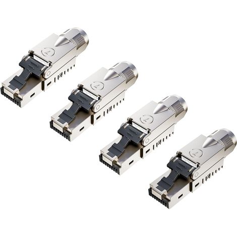Lot de 4 Connecteurs RJ45 CAT7 - 4 Pièces - Alliage de Zinc Blindé - Installation Sans Outil 10 Gbit/s - Réseau Domestique et Pro - AWG 22-24 (1/5)