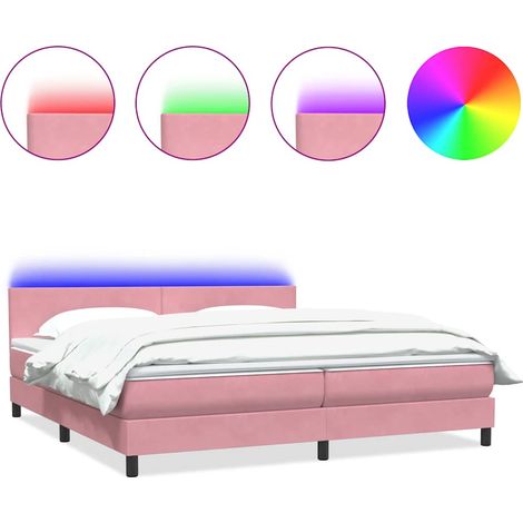 Maison Exclusive - Boxspringbett mit Matratze & LED Rosa 180x210