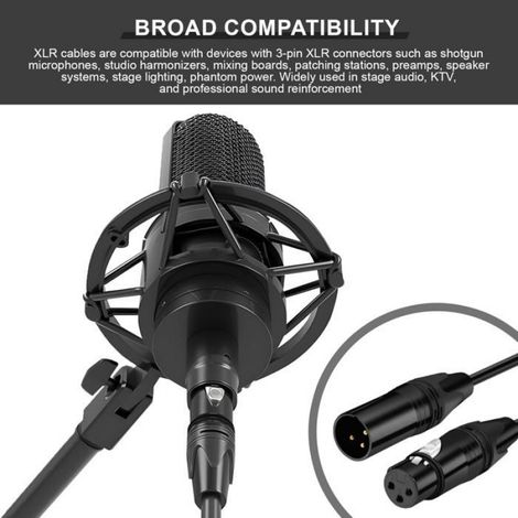 Câble XLR Mâle-Femelle 2M, Microphone Table Mixage Caméra, Ampli Haut-parleur Console Son (1/4)