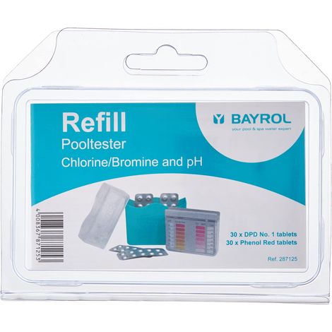 Bayrol Pool-Tester 287125 Pasticche per la misurazione del PH e del cloro nelle piscine, confezione di riserva 2 x 30 pasticche