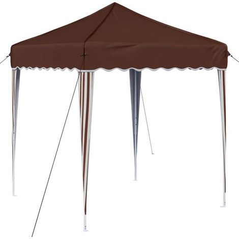 Tente de réception portable, mesurant 195 x 195 x 245 cm, en tissu Oxford marron. (1/5)