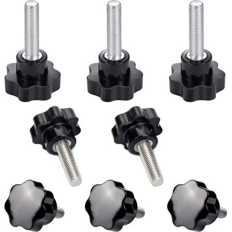 Lot de 8 vis de serrage manuel en forme d'étoile (boulons M8 x 40 mm à tête moletée) pour machines et équipements (1/5)