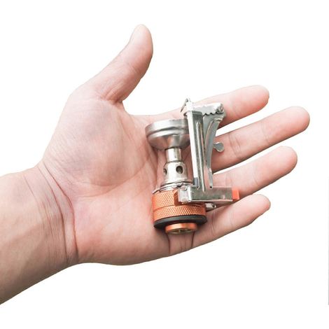 Réchaud de camping léger et coupe-vent, mini réchaud à cartouche 3000W, brûleur de cuisson extérieur portable, petit sac à dos de camping (1/5)