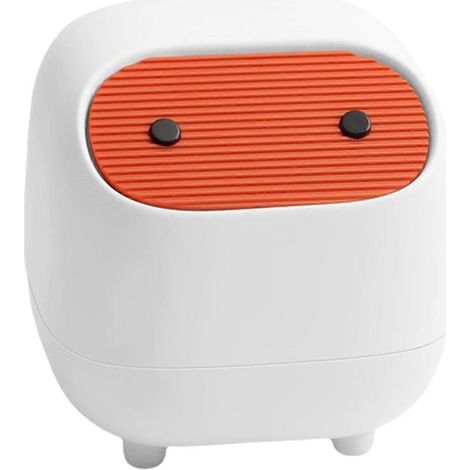 Poubelle de bureau, petite poubelle de bureau à double compartiment avec ouverture par pression, jolie boîte de rangement blanche (1/4)