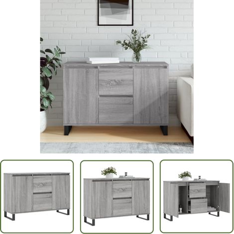 The Living Store Sideboard Grau Sonoma 104x35x70 cm Holzwerkstoff - Schreibtisch - Wohnzimmermöbel - Sideboard Grau - Holz Sideboard - Regal (1/5)