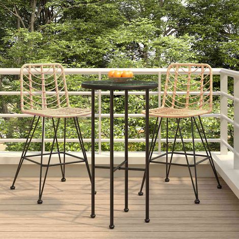 Tabourets de Bar Lot de 2 en Résine Tressée et Acier pour Jardin et Terrasse 45x56x103,5 cm - PANGIVO (1/5)