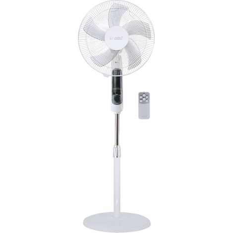 Ventilateur sur pied Lungra avec commande et minuterie Ø43cm 50W Blanc