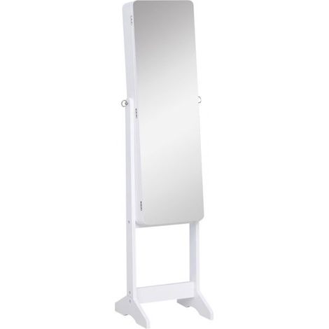 EASYCOMFORT Armadio Portagioie e Trucchi con Specchio e Illuminazione LED Automatica, Bianco, 30x146x36cm
