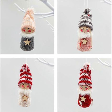 4er-Set niedliche, gestrickte Plüsch-Engel als Christbaumschmuck für Jungen und Mädchen, ideal zum Aufhängen an Puppen und als Mini-Spielzeuganhänger für Partydekoration