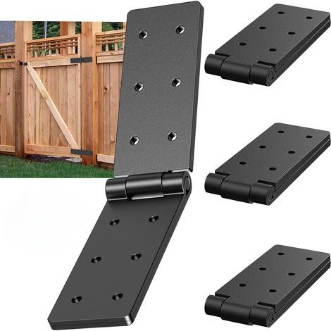 Quattro robuste cerniere per porte, regolabili a 270 gradi, adatte per porte di stalla o recinzioni in legno. (1/5)