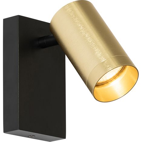 QAZQA Applique con interruttore jeana luxe - Moderno - Alluminio,Acciaio - Ottone/Nero - Allungato Max. 1 x Watt