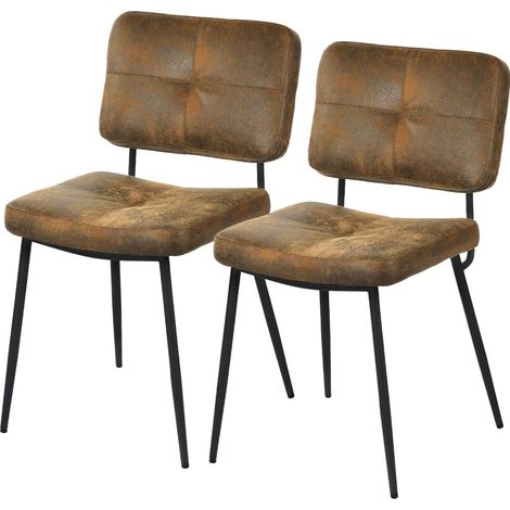 Lot de 2 chaises de Salle à Manger avec Pieds en Acier Noir et Assise et revêtement en Simili Cuir, Chaise Ergonomique Design Nordique, Fauteuil idéal pour Chambre, Cuisine, Bureau (1/5)