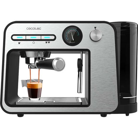 Cecotec Machine à expresso Power Espresso 20 Square Pro, 1450 W, 20 bars, ThermoBlock, Vapeur, 2 tasses de café, Réservoir d'eau amovible de 1 litre, Plateau chauffe-tasses, Plateau chauffe-tasses (1/4)
