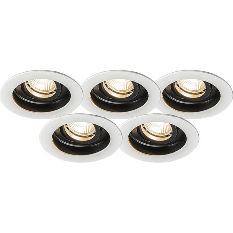 QAZQA Modern Recessed Spotlight White Steel Set of 5 - Rondoo