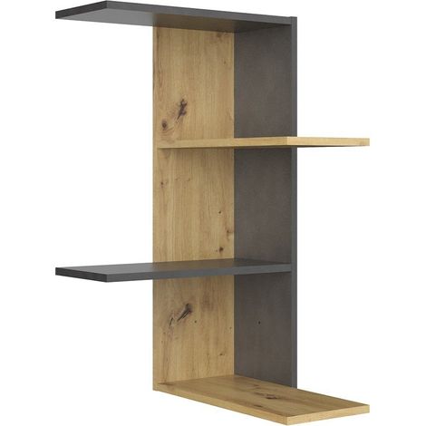 Etagère d'angle 44,5x44,5x77 cm chêne et anthracite (1/5)