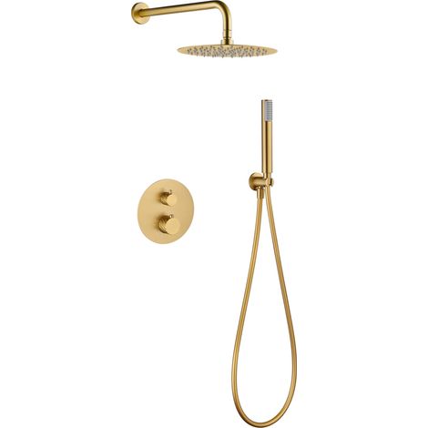 Conjunto ducha termostático empotrado Bless oro cepillado [ IMEX® ] (1/2)
