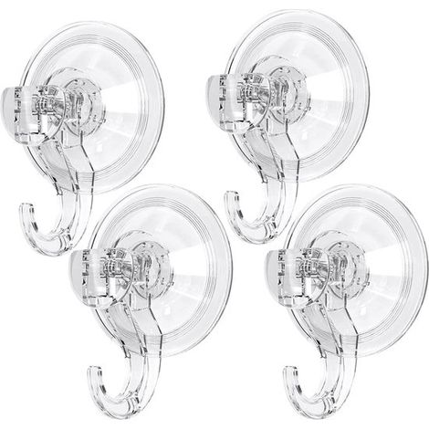 Confezione da 4 ganci trasparenti a ventosa resistenti da 10 kg per bagno e cucina (1/5)
