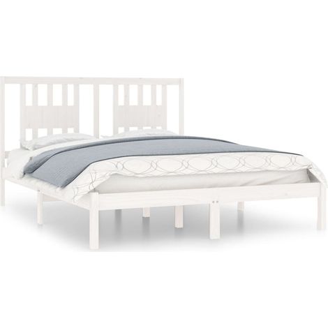 Lit double  Lit adulte  Cadre de lit sans matelas blanc bois massif 140x200 cm