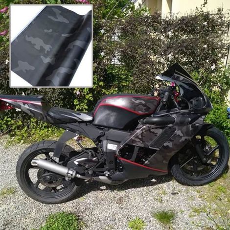 1 Rouleau film vinyle camouflage, autocollant PVC protection peinture, véhicule moto camion (1/5)