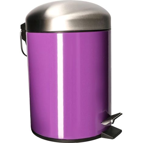 KOTARBAU Poubelle en acier inoxydable Violet 320 x 200 mm 5 l Poubelle à pédale avec récipient intérieur amovible (1/5)
