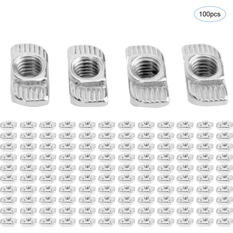 100 écrous en T filetés M6, norme européenne 30T, pour profilés en aluminium