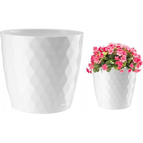 Dekorativer weißer Blumentopf aus Kunststoff Cristal 14x12 cm