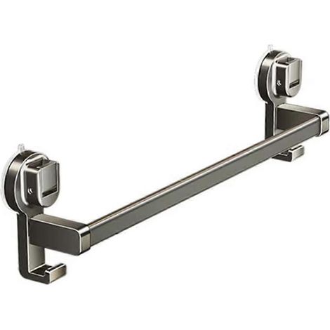 Porte-Serviettes - Double Poteau - Fixation Par Ventouses - Salle De Bain - Sans Perçage - Aluminium - 1 Pièce (1/5)