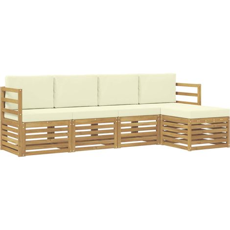 Outdoor-Sofagarnitur 5 stk. Weiß und Creme Polyester vidaXL (1/5)