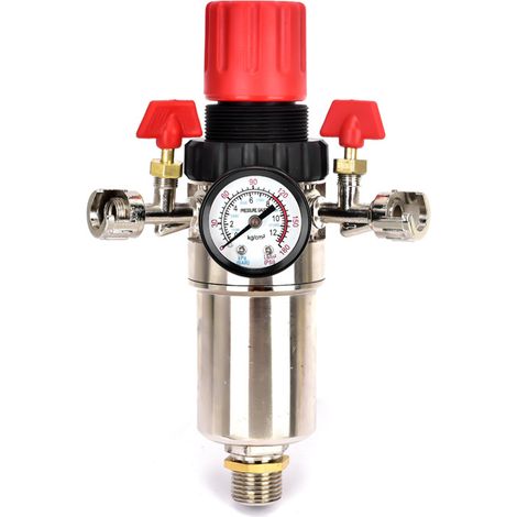 1/2-Zoll-Luftdruckregler, Luftkompressor-Wasserabscheider mit Druckminderventil und Manometer, Feuchtigkeitsentferner für Farbspritzpistolen (1/3)