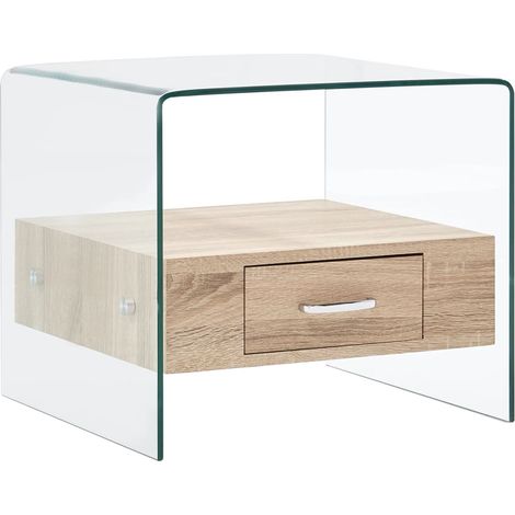 vidaXL Tavolino da Salotto con Cassetto 50x50x45 cm in Vetro Temperato (1/5)