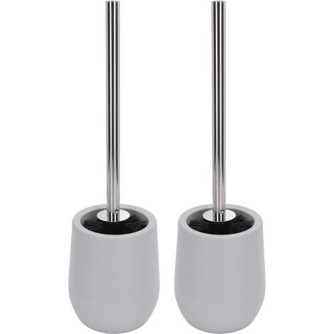 Lot de 2 brosses de nettoyage pour cuvette de toilettes, filetage verrouillable, pratiques, efficaces, sûres, fiables et durables, grises (2 pièces/boîte intérieure) (1/5)