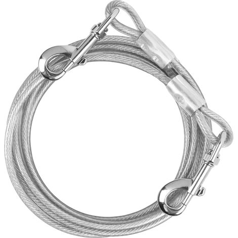10 m Pet Lead, 6 mm, Up to 250 kg, Dog Tie Cable Small Medium Large Anti-Bite, Safety Dog Lead Chain with Swivel Hook for Outdoor (White, 10 m) (1/5)