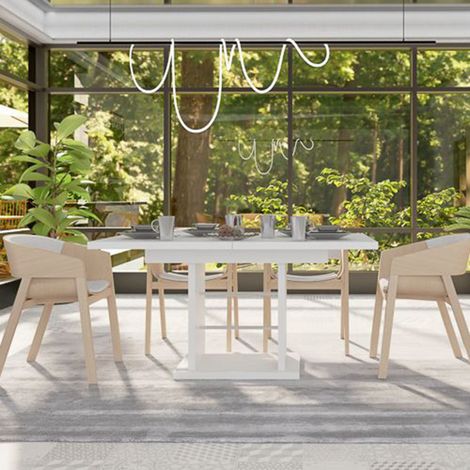 Mesa Extensible Lirega, 8 Plazas, Extensible, Mecanismo de Extensión Central, 150x90x77h cm Blanco (1/5)