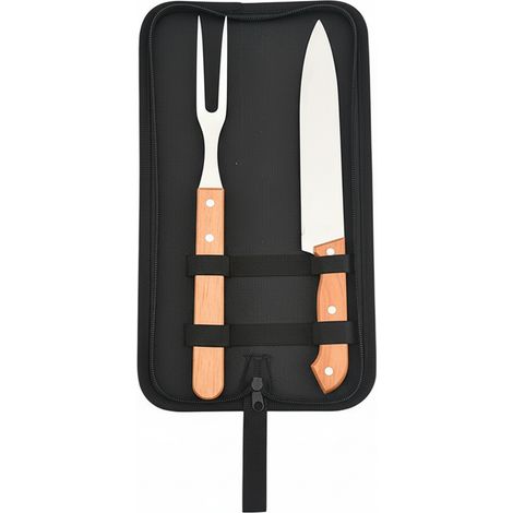 Ensemble d'ustensiles de barbecue portables en acier inoxydable avec manche en bois, comprenant une fourchette, une spatule et une pince, pour les grillades en extérieur et à la maison.-AquaForge (1/3)