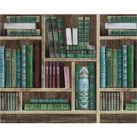 Book Shelf wallpaper wall EDEM 81155BR28 hot embossed non-woven Wallpaper with books matt brown emerald green wine red grey blue 10.65 m2 (114 ft2) (1/5)