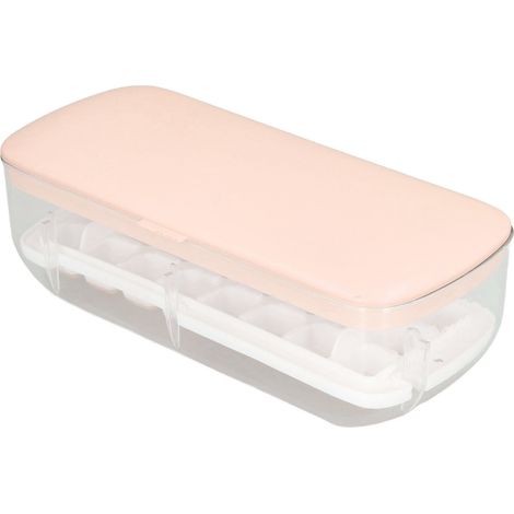 BPA-freie Silikon-Eiswürfelform, quadratisch, mit Deckel, rosa. (1/5)