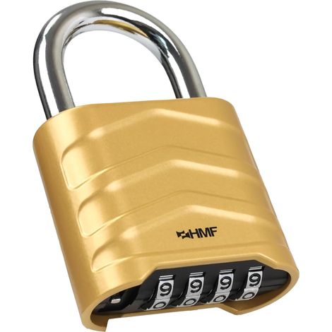Cadenas à Combinaison 4 Chiffres, Cadenas robuste en Alliage d’Aluminium 5,6 x 2,6 x 8,7 cm Or (1/5)