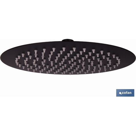Extra dünner, kalkfreier, verstellbarer quadratischer Duschkopf Ø24,5 cm aus mattschwarzem Edelstahl (1/4)