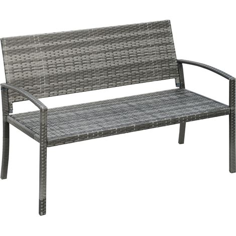 Banc de jardin 2 places en polyrattan gris avec structure en acier, charge jusqu'à 320 kg (1/5)