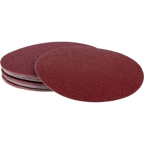 Lot de 50 disques abrasifs - 225 mm de diamètre sans trou - Assortiment de 10 x grain 40/60/80/120/180/ pour ponceuse à col (1/5)