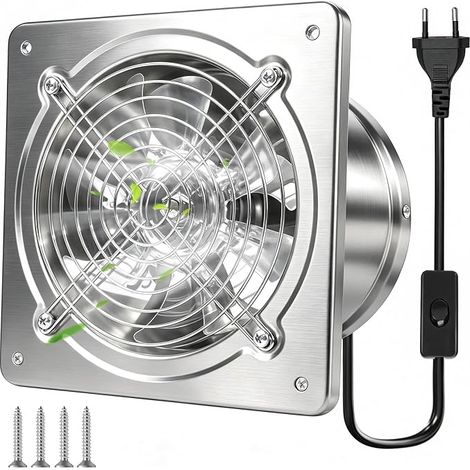 Extracteur D'air 150 mm 600m³/H Ventilateur Mural, Ventilateur Extracteur Avec Valve Anti-Retour, Extracteur Mural Ventilateur De Salle De Bain Pour Cuisine, Salle De Bain, Garage, Atelier Argent (1/5)