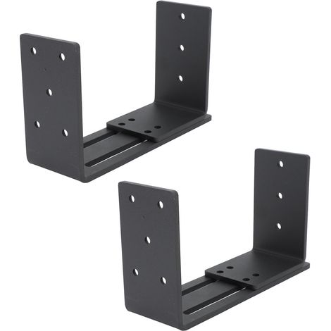 Supports en U réglables robustes pour barre sécurité porte acier carbone noir, garage cave grange abri jardin entrepôt, 3-7,5 pouces, lot 2 kits 4 pièces (1/5)