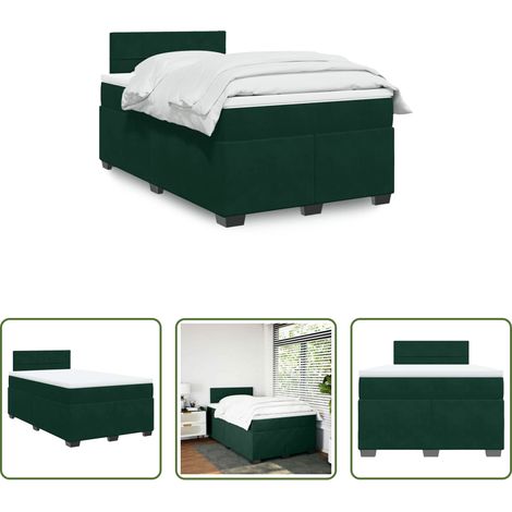vidaXL Sommier à lattes de lit avec matelas vert foncé 120x190 cm (1/5)